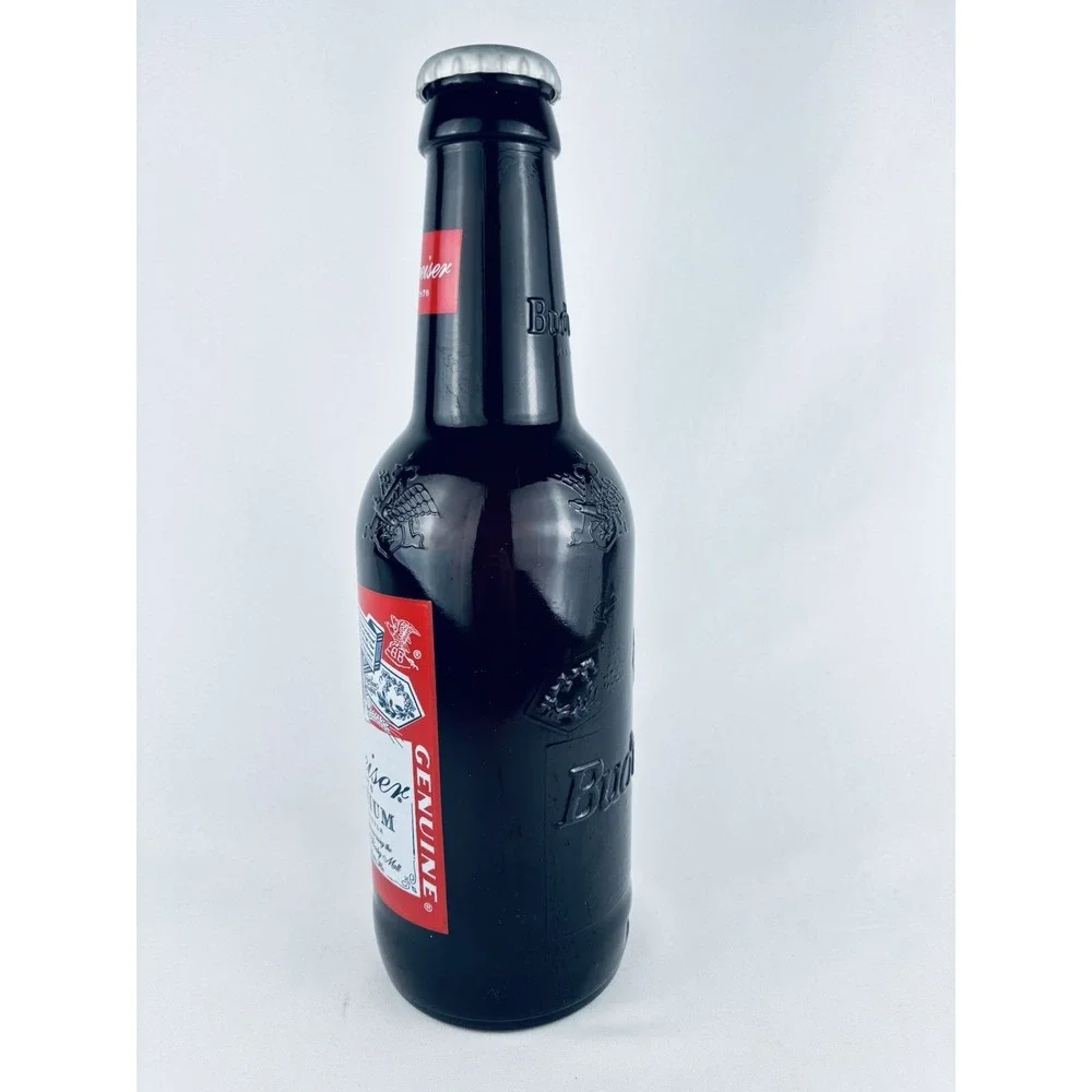 Vintage Budweiser Millennium Glass Beer Bottle Coin Bank Display Piece 14.5''